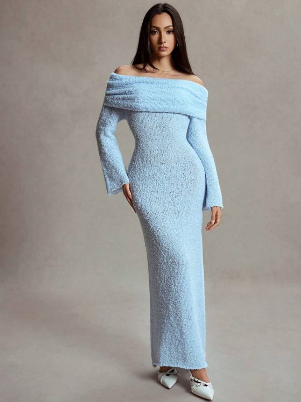 Women's New Elegant Soft Off-Shoulder Long Sleeve Dress